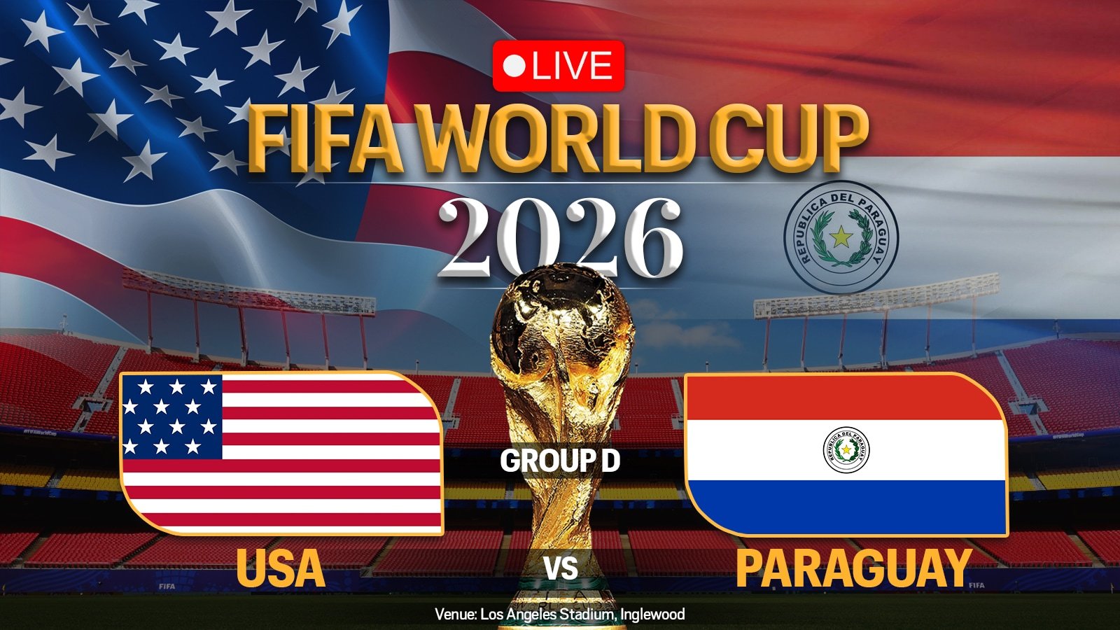 USA vs Paraguay FIFA World Cup 2026 Live Score: USA 1-0 Paraguay in 1st half