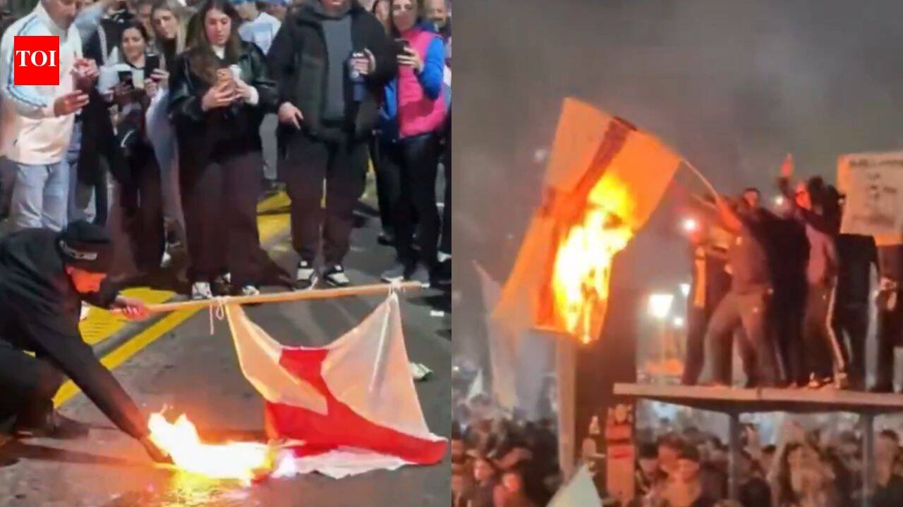 Watch: Argentina fans burn England flags after FIFA WC semi-final win
