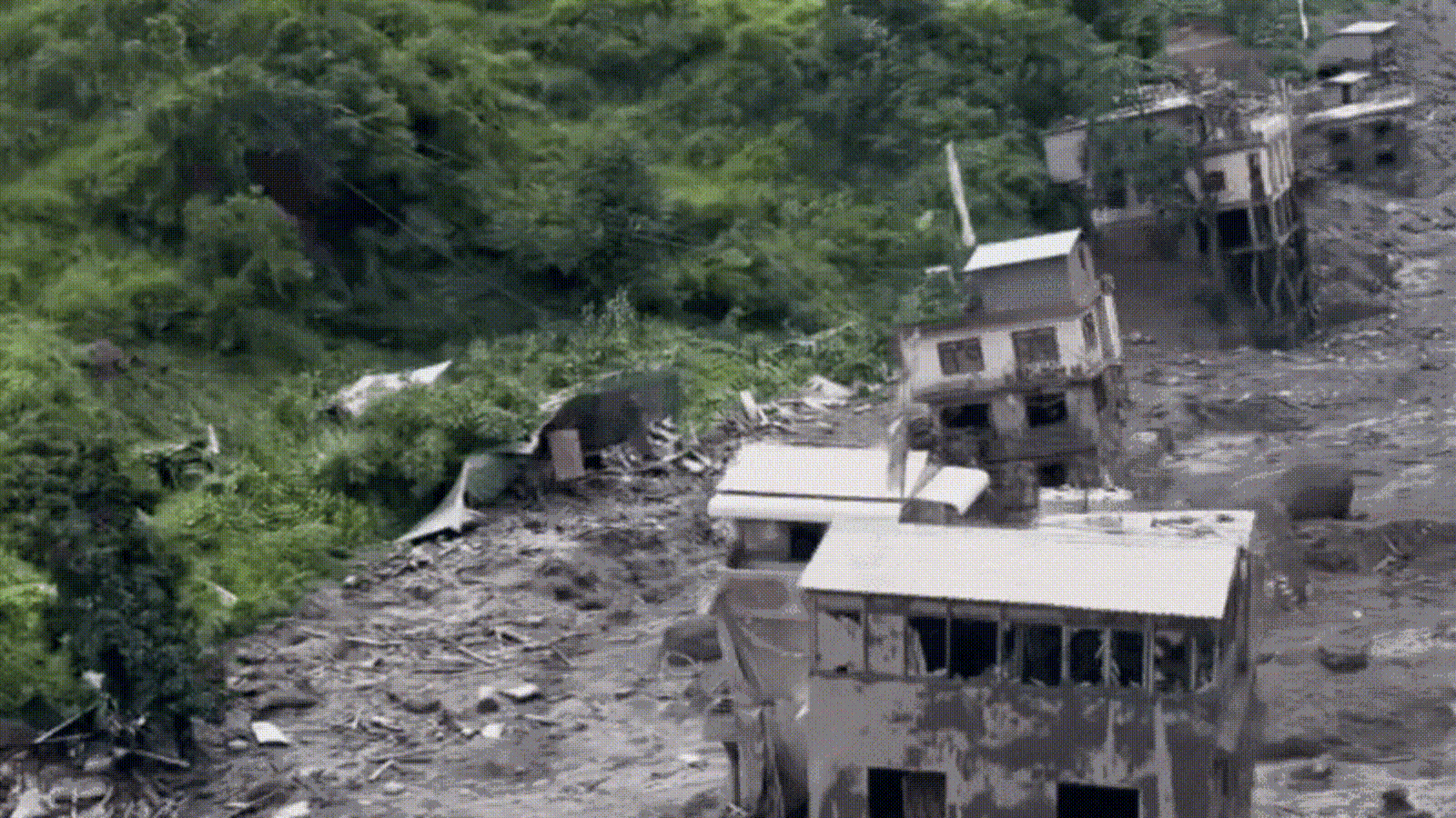 Grim aerial footage captures Nepal floods’ trail of destruction, 800 still missing