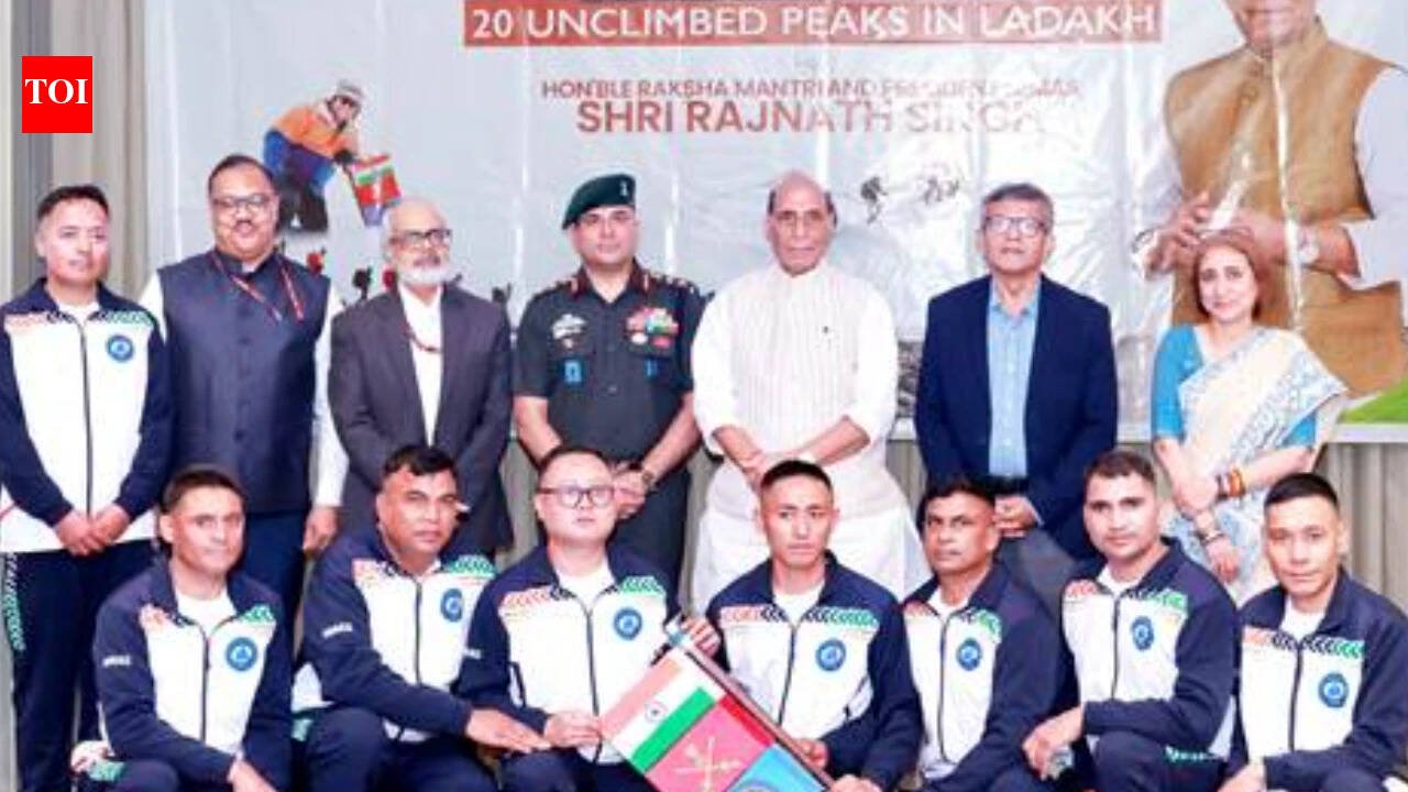 Defence minister Rajnath felicitates expedition crew that summited 20 unclimbed peaks in Ladakh