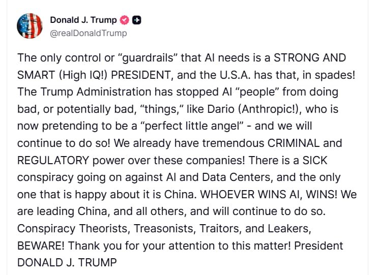‘Only control AI needs is high IQ President’: Trump after calls for new rules, terms concerns ‘sick conspiracy’